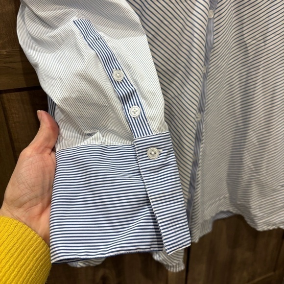 Chico’s Size 3P (XL Petite) Striped Seamed Button Down Tunic Pockets - Picture 8 of 11